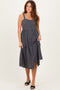 Charcoal Sleeveless Button Down Tiered Midi Dress