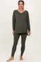 Olive Green Brushed Knit Maternity Oversized Top and Legging Set