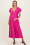 Fuchsia Textured Ruffle Hem Maternity Maxi Dress