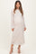 Beige Lace Jacquard Long Sleeve Maternity Midi Dress