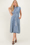 Denim Button Front Midi Dress