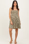 Olive Floral Smocked Sleeveless Mini Dress