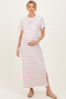 Peach Striped Side Slit Maternity Maxi Dress