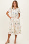 Ivory Floral Button Down Midi Dress