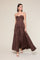 Brown Floral Jacquard Strapless Open Back Maxi Dress