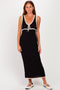 Black Knit Sleeveless Contrast Trim Maxi Dress