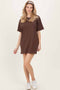 Brown Crewneck Short Sleeve T-Shirt Dress