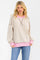Cream Contrast Band Exposed Seam Pullover