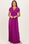 PinkBlush Magenta Draped Nursing Maxi Dress