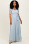 Light Blue Lace Sash Tie Gown