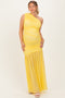 Lemon Ruched Mesh One Shoulder Maternity Maxi Dress