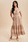 Taupe Lace Contrast Paneled Maxi Dress