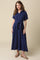 Navy Belted Maxi Shirt Dress