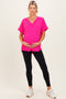 Fuchsia Ribbed Raw Hem Maternity Short Sleeve Top