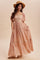 Dusty Pink Lace Accent Flutter Sleeve Maxi Dress