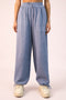 Blue Gauze Cinched Hem Pants