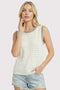 Off White Crochet Trim Pointelle Knit Tank