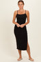 Black Side Slit Fitted Tank Dress