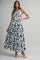 Navy Floral Shoulder Tie Tiered Maxi Dress
