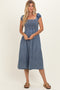 Medium Denim Chambray Smocked Midi Dress
