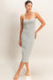 Heather Grey Cutout Fitted Midi Dress
