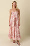 Cream Apricot Floral Sleeveless Maxi Dress