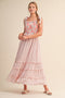 Pink Peach Multi Floral Smocked Midi Dress
