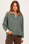 Hunter Green Striped Long Sleeve Polo Shirt
