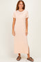 Ivory/ Salmon Striped Short Sleeve Maxi Dress