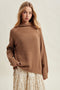 Mocha Waffle Knit Turtleneck Sweater
