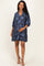 Navy Blue Floral Velvet Maternity Dress
