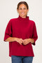 Red Mock Neck Dolman Short Sleeve Top