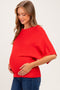 Red Oversized Maternity Short Sleeve Sweater Top