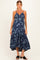 Navy Floral Eyelet Lace Ruffle Hem Maternity Midi Dress
