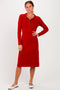 Red Button Front Collared Midi Sweater Dress