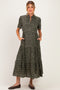 Green Floral Collared Maternity Maxi Dress