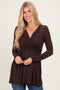 PinkBlush Brown Long Sleeve Draped Front Nursing Top