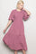 Mauve Flutter Sleeve Jacquard Smocked Midi Dress