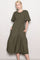 Olive Flutter Sleeve Jacquard Smocked Midi Dress
