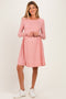 Coral/ Off White Striped Long Sleeve Maternity Nursing Dress
