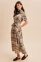 Dark Olive Plaid Button Down Midi Dress