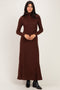 Brown Turtleneck Long Sleeve Maxi Dress