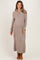 Mocha Ribbed Knit Half-Zip Maternity Midi Sweater Dress