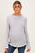 Grey/White Maternity Mock Neck Ruffle Edge Long Sleeve Top