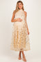 Champagne Sequin Embroidered Halter Neck Maternity Midi Dress