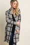 PinkBlush Grey Plaid Long Knit Cardigan