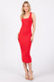 Red Fitted Knit Midi Dress