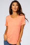 Coral Rolled Cuff Short Sleeve Top