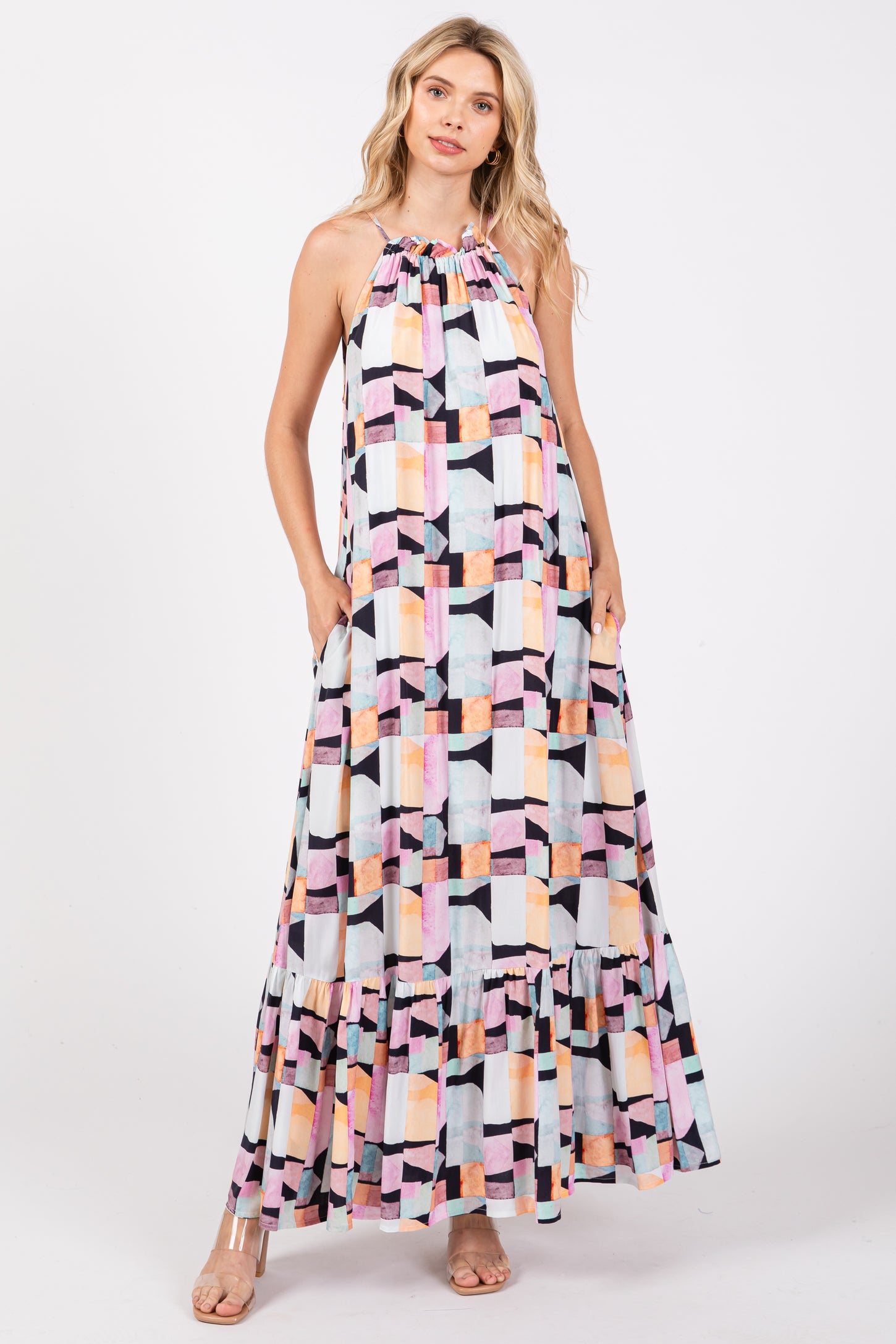 Black Empire Ruffle Hem Midi Dress