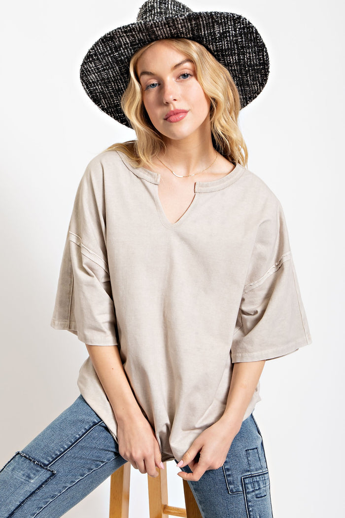 Grey Washed Cotton Jersey Oversized Maternity Top